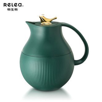 物生物（RELEA）  云雀保温壶家用950ml容量热水壶欧式暖水壶按压式开水瓶JV022108-0950-VS复古绿