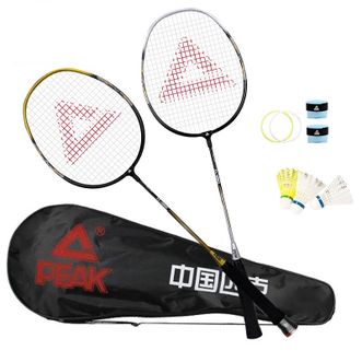 匹克/PEAK  羽毛球拍套装  舒适手柄超耐打羽毛球双拍对拍  金银色