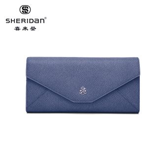 SHERIDan  喜来登女士蓝色十字纹牛皮长夹NL180433S