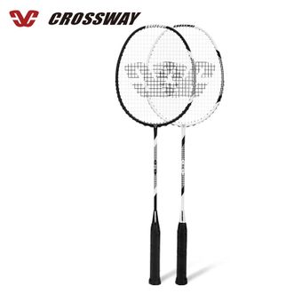 克洛斯威（CROSSWAY）  羽毛球拍 双拍 体育用品 2支装 猎速【黑+白】碳素纤维