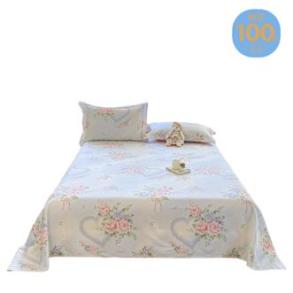 宜恋  家用双人加大纯棉床单 1.8m床 高支棉透气裸睡款 解语花