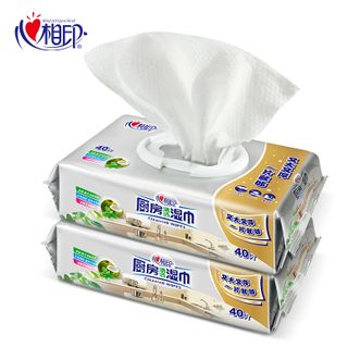 心相印厨房湿巾强力去油去污油烟机专用湿纸40片*2包（80片）