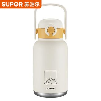 苏泊尔（SUPOR）  正品大容量多饮保温壶1000ml不锈钢运动水杯男女学生杯 晨曦白