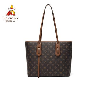 稻草人（MEXICAN）   新款大容量高级感托特包百搭复古时尚单肩包通勤女包 深棕色