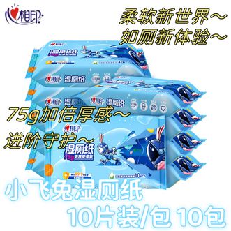 心相印  小飞兔湿厕纸便携装私处擦屁屁纯水湿巾纸10片装10包