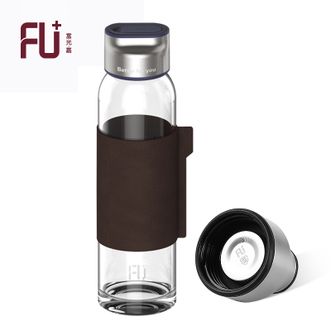 富光（FUGUANG）  玻璃杯 逸系列单层隐藏便携软胶提环 独立茶仓防烫玻璃杯子 FU052-G410