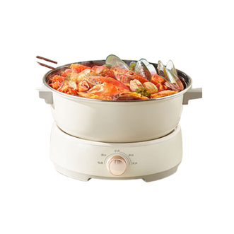 美的/Midea  电火锅IH电磁加热火锅专用锅分体家用多功能锅4.5L大容量3分钟飞快沸腾电煮锅带蒸屉HGE22BY06