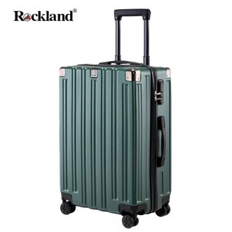 洛克兰/ROCKLAND  先锋系列拉链轻箱款前置挂钩硬箱行李箱 男女结实耐用拉杆箱旅行箱 拉链-墨绿26寸