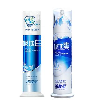 冷酸灵  抗敏感泵式牙膏 清新口气 极地白130g+极地爽130g 2支装