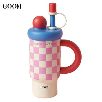 格沫/GOOM  想象系列冰霸杯720mL 高颜值保温杯带茶仓吸管杯果茶杯大容量双饮杯 格纹款