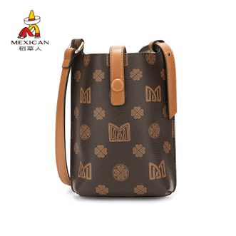 稻草人（MEXICAN）包包女包休闲百搭单肩包潮流时尚简约斜挎包大容量手提包生日礼物深棕色