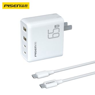 品胜(PISEN)  氮化镓65W四口充电器套装 TypeC/USB多口适用华为22.5W苹果15手机PD30WiPad/macbook笔记本电脑华为小米三星联想 白色