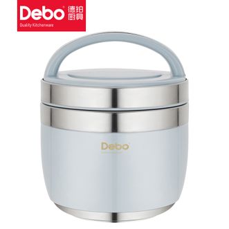 德铂（Debo）  哈里保温提锅 1.5L容量不锈钢保温饭盒双层真空保温桶上班族学生带饭盒-蓝色