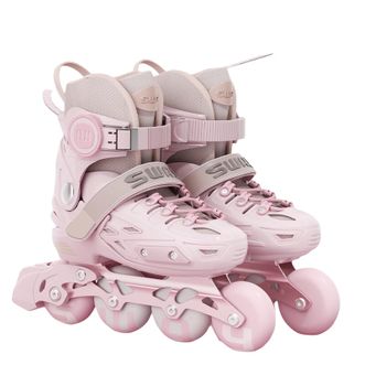 斯威（SWAY）  轮滑鞋儿童专业男女童溜冰鞋套装成人直排轮旱冰鞋 粉【一体支架+极光轮】