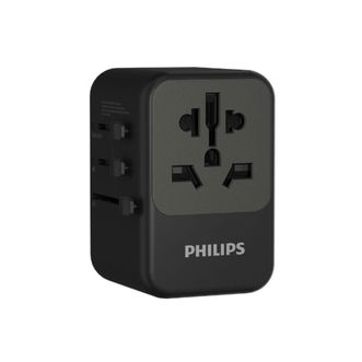飞利浦/Philips  全球通出国旅行转换器插头USB+Type-c快充插座无线英标欧标美标澳标日本中国香港澳国内可用 【氮化镓】PD65W+2A2C黑色