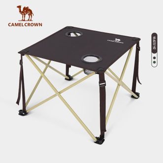 骆驼/Camel  户外露营折叠桌便携折叠可置水杯旅游家用烧烤桌子露营 1142153002B咖色
