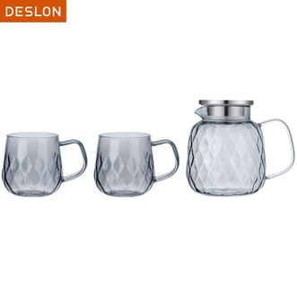 德世朗（DESLON）  龙鳞玻璃冷水壶套装水壶1.5L分享杯380ML一壶两杯水壶套装DLLTZ068A