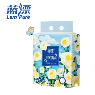 蓝漂  无芯卷纸花悦臻品系列5层80克*30卷扁卷卫生纸巾无香家用白色