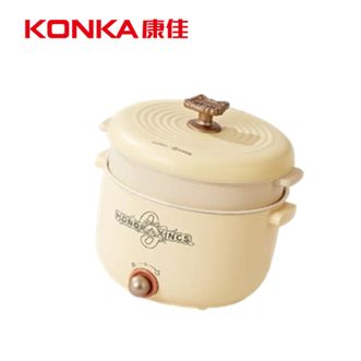 康佳/Konka  电煮锅多功能学生宿舍煮面锅2.5升容量电锅不粘锅 KDZG-2500-WZ 米黄色