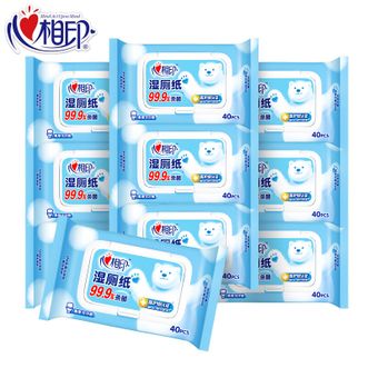 心相印湿厕纸【三重净云熊湿厕纸40片*10包家庭装整箱】私处清洁搭配卷纸使用卫生湿巾温和杀菌可冲马桶厕所湿巾