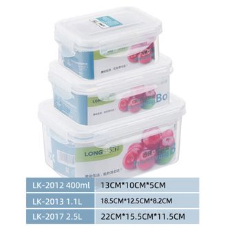 龙士达  微波炉饭盒保鲜盒 长方形 LK-2012+LK-2013+LK-2017 400ml+1.1L+2.5L