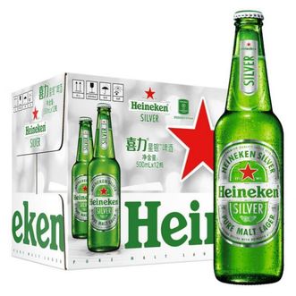 喜力/Heineken  星银瓶装500ml*12瓶整箱啤酒新年限定版  全麦酿造
