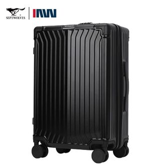 七匹狼/Septwolves  行李箱万向轮登机箱PC结实耐用拉杆箱商务旅行箱 黑色