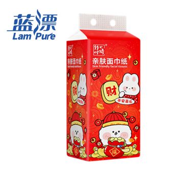 蓝漂  5提袋装 新年喜庆悬挂式抽纸餐巾纸家用实惠装面巾纸整箱面巾纸壁挂卫生纸 5提【新年喜庆款】