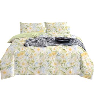 無印良品  全棉抗菌四件套 活性印染可水洗机洗 柔软亲肤越洗越柔-织夏