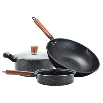 德铂（Debo）  麦饭石拉斯堡套装炒锅汤锅煎锅三件套DEP-DZ329