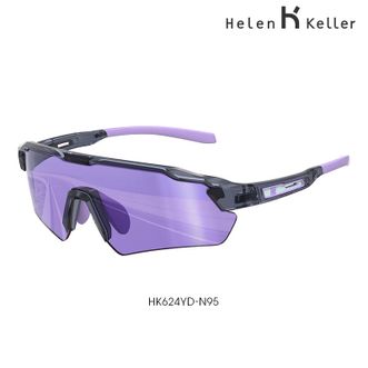 海伦凯勒（Helen Keller）  新款户外骑行滑雪登山镜男抗冲击防风沙墨镜高清女 HK624YD-N95镜框紫腿+紫色镜片