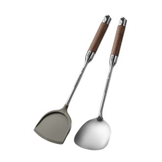 炊大皇/Cookerking  不锈钢锅铲+硅胶锅铲 花梨木手柄家用炒菜铲子硅胶铲 2件套