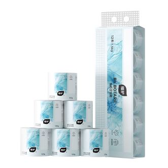植护  宿舍居家囤货家用实惠卫生纸有芯（碎冰蓝系列五层）一卷125g 12卷*1提透明大袋