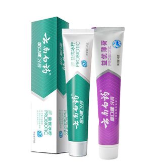 云南白药  牙膏益生菌牙膏亮白清新口气成人牙膏家庭装尝鲜装支共  145g  正品包邮