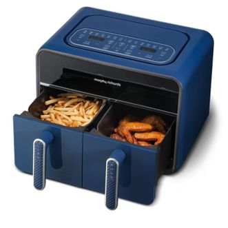 摩飞  空气炸锅家用双拼8L大容量 14大菜单720°热循环 智能电炸锅MR8100 轻奢蓝