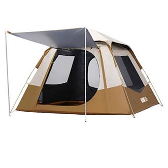 探险者（TAN XIAN ZHE）  帐篷便携全自动户外野营装备露营公园野外家庭遮阳防雨多人帐篷TXZ-1155灰胶-卡其黄