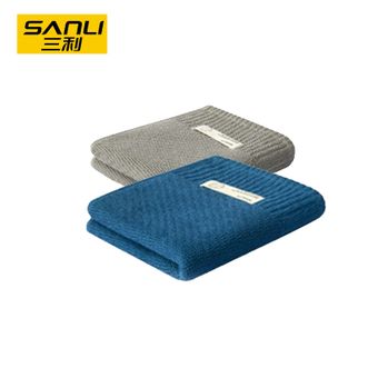 三利（SANLI）  毛巾 A类 洗脸纯棉 家用面巾 33*75cm （两条装：蓝色+灰色）