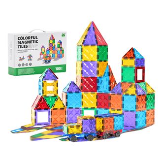 百乐森  儿童立体磁力片积木拼装玩具 彩窗磁力片100pcs