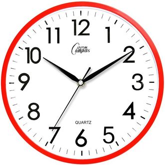 康巴丝（COMPAS）挂钟 创意简约钟表客厅石英钟表挂墙卧室时钟 红色