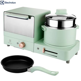伊莱克斯/Electrolux  多功能早餐机 烤面包电烤箱电烤炉煎烤机煎蛋煎烤盘 煮面煮粥煲汤热牛奶电煮锅电炖锅蒸蛋器蒸包子电蒸锅料理锅多用途锅EGOT-3120绿色