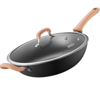 爱仕达/ASD  炒锅铁锅 平底铸铁锈不了煎炒锅厨房家用炒菜锅燃气明火电磁通用 三十四厘米