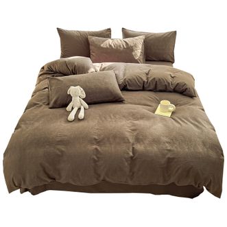 恒源祥  全棉三层纱提花四件套-叶叶梦魅深咖