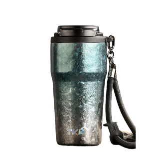 TKK  保温杯大容量冰霸杯吸管咖啡杯 洛奇钛咖啡杯纯钛630ml 钛蓝光 TKK-4001