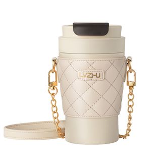 绿珠lvzhu 保温杯可爱高颜值吸管直饮咖啡杯316不锈钢 杯子400ml+定制杯套