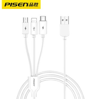 品胜（PISEN)   一拖三数据线 【经典款1.2米】白色 