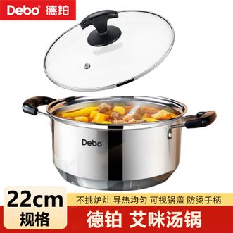 德铂（Debo）  艾咪汤锅不锈钢可视化锅盖22cm家用炖汤锅-DEP-DS174