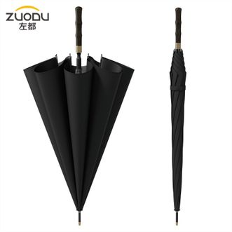 左都/ZUODU  长柄伞加大雨伞双层超大号加固加厚结实抗风伞男士直柄长杆伞双人晴雨伞【黑檀木柄】