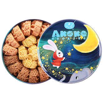 AKOKO  经典小花曲奇160g/盒 法式三拼（草莓味+焦糖味+可可味）