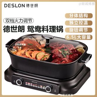 德世朗（DESLON）  料理锅家用多功能鸳鸯锅电煮锅电热锅多用途锅鸳鸯分区精控火