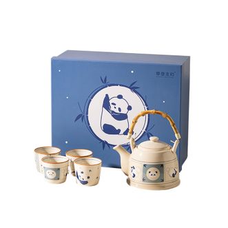 摩登主妇  mototo熊猫茶壶套装  梦游熊猫主题款 茶壶约1.2L+茶杯约200ml*4  生日礼物高颜值整套茶具套装功夫茶具陶瓷咖啡杯壶